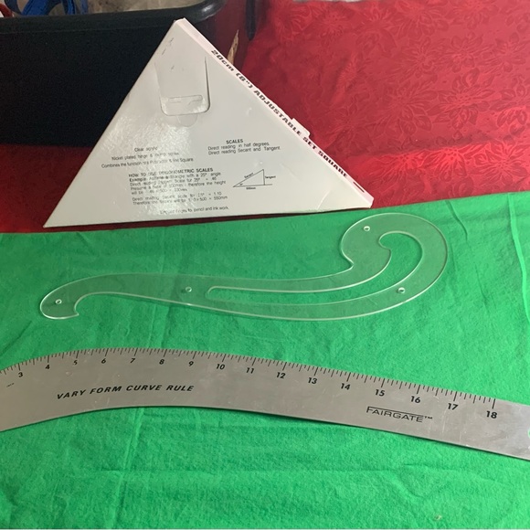Adjustable Set Square and Curve Ruler Set - Clear - Picture 2 of 2